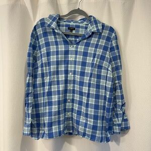 Talbots Blue and White Plaid Casual Shirt, xl petite.